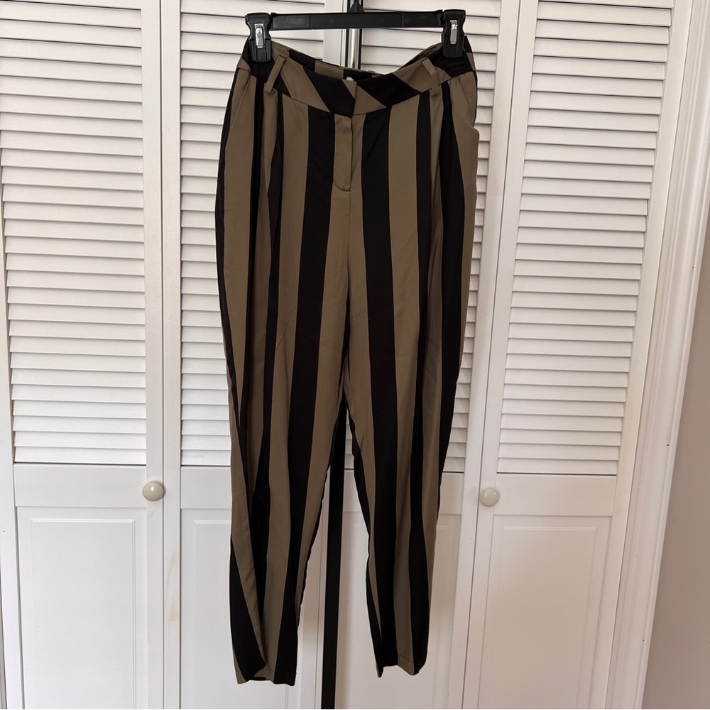 Twist Black and khaki Vertical Stripe ankle Pants